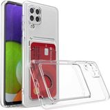 HANPORIUM Samsung Galaxy M32 Kılıf Darbe Emici Köşe Korumalı Kartlıklı Cüzdanlı Silikon Kapak - Şeffaf