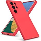 HANPORIUM Samsung Galaxy S21 Ultra Uyumlu Silikon Kılıf - Pastel Renk Tonu Kamera Korumalı Esnek Kapak - Kırmızı