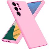 HANPORIUM Samsung Galaxy S21 Ultra Uyumlu Silikon Kılıf - Pastel Renk Tonu Kamera Korumalı Esnek Kapak - Pembe