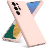 HANPORIUM Samsung Galaxy S21 Ultra Uyumlu Silikon Kılıf - Pastel Renk Tonu Kamera Korumalı Esnek Kapak - Pudra Pembe