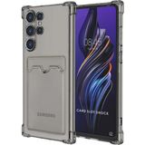 HANPORIUM Samsung Galaxy S22 Ultra Kılıf Darbe Emici Köşe Korumalı Kartlıklı Cüzdanlı Silikon Kapak - Füme