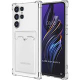 HANPORIUM Samsung Galaxy S22 Ultra Kılıf Darbe Emici Köşe Korumalı Kartlıklı Cüzdanlı Silikon Kapak - Şeffaf