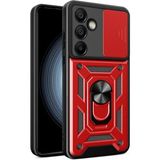 HANPORIUM Samsung Galaxy S24 Plus Uyumlu Tank Kılıf Yüzüklü Standlı Extra Darbe Koruma Zırhlı Outdoor Kapak - Kırmızı
