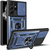 HANPORIUM Samsung Galaxy S24 Ultra Uyumlu Tank Kılıf Yüzüklü Standlı Extra Darbe Koruma Zırhlı Outdoor Kapak - Lacivert