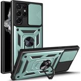 HANPORIUM Samsung Galaxy S24 Ultra Uyumlu Tank Kılıf Yüzüklü Standlı Extra Darbe Koruma Zırhlı Outdoor Kapak - Yeşil