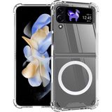 HANPORIUM Samsung Galaxy Z Flip 4 Uyumlu Silikon Kılıf Köşe Korumalı Kablosuz Şarj Destekli 2 Parça Kılıf - Şeffaf