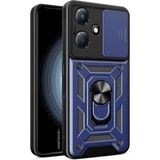 HANPORIUM Tecno Camon 19 Pro Uyumlu Tank Kılıf - Yüzüklü Standlı Extra Darbe Koruma Zırhlı Outdoor Kapak - Lacivert
