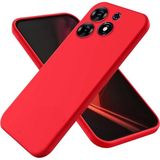 HANPORIUM Tecno Spark 10 Pro Uyumlu Silikon Kılıf - Kamera Korumalı Esnek Pastel Renk Kapak - Kırmızı