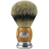 Hans Baier Exclusive Tıraş Fırçası Silvertip Porsuk Kılı - Gerçek Zeytin Ağacı Sap Boyut 3, 124 G