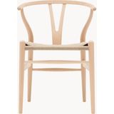 Hans J. Wegner CH24 Wishbone Sandalye - Açık Mavi El Örgüsü Oturak - Naturel Ahşap