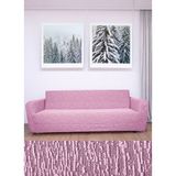 Hansaray 3 Kişilik Jakarlı Düz Desen Lastikli Koltuk Kılıfı Çekyat Koltuk Örtüsü Streç Esnek Kanepe Kılıfı - 180 x 230 cm - Pembe