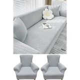 Hansaray Hometuğla Desen Koltuk Örtüsü Lastikli Kayma Yapmayan 3 3 1 1 Takım Çekyat Kanepe Kılıfı - 180 x 230 cm - Açık Gri