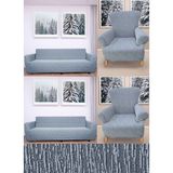 Hansaray Jakarlı Düz Desen 3 3 1 1 Lastikli Koltuk Örtüsü Takımı Kanepe Çekyat Örtüsü Koltuk Kılıfı - 180 x 230 cm - Gri