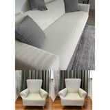 Hansaray Jakarlı Düz Desen 3 3 1 1 Lastikli Koltuk Örtüsü Takımı Kanepe Çekyat Örtüsü Koltuk Kılıfı - 180 x 230 cm - Krem