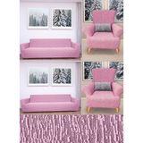 Hansaray Jakarlı Düz Desen 3 3 1 1 Lastikli Koltuk Örtüsü Takımı Kanepe Çekyat Örtüsü Koltuk Kılıfı - 180 x 230 cm - Pembe