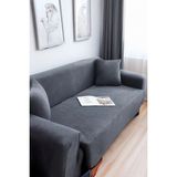 Hansarayhome Hansaray Likrali Streç Lastikli Esnek Yikanabilir Kare Desen Üç Kişilik Kotuk Örtüsü Koltuk Kılıfı - 230 x 180 cm - Antrasit