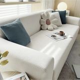 Hansarayhome Hansaray Likrali Streç Lastikli Esnek Yikanabilir Kare Desen Üç Kişilik Kotuk Örtüsü Koltuk Kılıfı - 230 x 180 cm - Krem