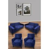 Hansarayhome Kadife Lastikli 3 3 1 1 Koltuk Örtüsü Takımı| Kanepe Kılıfı| Çekyat Örtüsü Kılıfı - 180 x 230 cm - Petrol Mavi