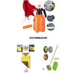 Hansel 3'lü Set Basınçlı Oto Yıkama Pompası Köpük Yapıcı + Mikrofiber Bez + Şönil Araba Yıkama Fırçası