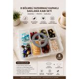 Hansel 8 Bölmeli Kapaklı Kulplu Sızdırmaz Saklama Kabı Seti - Çok Amaçlı Çerezlik Kahvaltılık Yemeklik Set