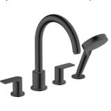 Hansgrohe 71459670 Vernis Shape 4 Delikli Satin Siyah Küvet Bataryası