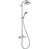 hansgrohe Croma Duş Bataryası Seti, El Duşlu, Yağmur AirPower Sprey, QuickClean Duş Borusu Duş Seti, Krom, 27185001 Büyük