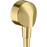 hansgrohe Duvar bağlantısı FixFit E, hortum bağlantısı, geri tepme önleyici olmadan, metal bağlantı açısı, parlatılmış altın optik