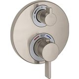 hansgrohe Ecostat S Modern Minimalist Hacim ve Otomatik Sıcaklık Kontrolü 2 Saplı 15,24 cm Genişliğinde Termostatik Duş Pervazı, Fırçalanmış Nikel Yönlendiricili Kaba Valf için, 15758821