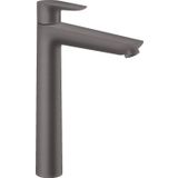 hansgrohe Musluk Talis E (yüksek çıkışlı su tasarruflu armatür 240 mm, çekme çubuğu gider), fırçalanmış siyah krom