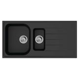 Hansgrohe S520-F525 Ankastre Granit Eviye 980/480 otomatik gider seti ile Grafit Siyahı