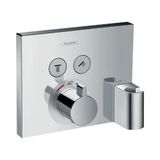 Hansgrohe ShowerSelect Termostat ankastre montaj, 2 çıkış için hortum bağlantısı ve duş askısı ile Krom