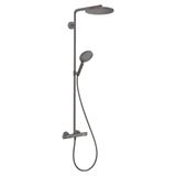 hansgrohe Su tasarruflu duş sistemi Raindance Select S 240 PowderRain yağmur duşu (duş başlığı, duş başlığı, duş çubuğu, termostat, hortum, 3 püskürtme türü) fırçalanmış siyah krom