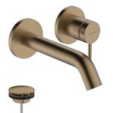 hansgrohe Tecturis S - Duvara montaj için lavabo armatürü sıva altı, musluk banyo musluk uzunluğu 16,5 cm, musluk bataryası lavabo su tasarruflu (EcoSmart+), fırçalanmış bronz