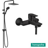 Hansgrohe Vernis Siyah Duş Kolonu ve Talis E Banyo Bataryası Aplike 26289670