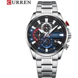 Hanyang Gümüş Siyah Izle Erkekler Için Curren Lüks Kuvars Chronograph Spor Su Geçirmez Adam Saatler Askeri Moda Paslanmaz Çelik Kol Saati Saat (Yurt Dışından)