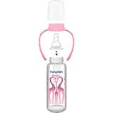 Hanymish 240 ml Kulplu Cam Biberon Pembe Renk Doğal Cam Malzeme ile Rahat Beslenme Sağlar