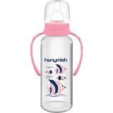 Hanymish 433 Kulplu PP Biberon 240 ml Pembe Dayanıklı Plastik Malzeme ile Ergonomik Tasarım