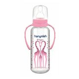 Hanymısh Kulplu Cam Biberon 240 Ml No:1 (0-6 Ay) Pembe