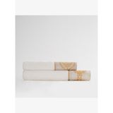 Hanzade 2'li Havlu Seti %100 Pamuk Güpürlü Krem-Gold 50x90-80x150