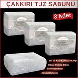 Hanzade Bitkisel Çankırı Tuz Sabunu 300-350 gr x 3 Adet Zengin Mineralli Doğal Saf Çankırı Kaya Tuzu Sabunu - 1 kg
