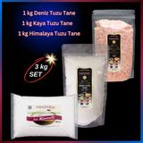 Hanzade Bitkisel Doğal Tuz Seti (Çankırı Kaya Tuzu + Himalaya Tuzu + Deniz Tuzu) (Tane Öğütülmemiş, 1 kg x 3’lü Set) - 3 kg