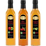 Hanzade Bitkisel Elma - Alıç - Enginar Sirkesi Doğal Fermantasyon İçilebilir Katkısız Cam Şişe 500 ml 3'lü - 1,5 lt