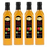 Hanzade Bitkisel Elma Sirkesi 500 ML x 4 Adet Doğal Fermantasyon İçilebilir Katkısız Cam Şişe