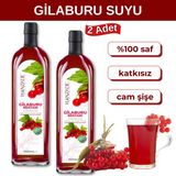 Hanzade Bitkisel Gilaburu Suyu Nektarı 1 Litre x 2 Adet Şeker Ilavesiz Cam Şişe - 2 lt