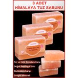 Hanzade Bitkisel Himalaya Tuz Sabunu 300-350 Gr x 3 Adet Zengin Mineralli Doğal Saf Pembe Himalaya Kaya Tuzu Sabunu