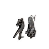 HANZE Kadın Siyah Saten Orta Topuk Stiletto Fiyonklu Yeni Sezon HK1091