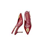 HANZE Kadın Stiletto Bordo Sivri Burun Orta Topuk Altın Tokalı Yeni Sezon C2286