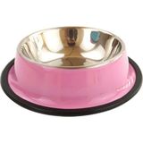 Haoer Kedi Köpek Paslanmaz Renkli Çelik Mama Kabı 30 cm Pembe