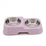 Haoer Pembe Kedi Köpek Çelik Kaseli Mama ve Su Kabı