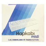 Hapkabı Midi Haftalık İlaç Kutusu - 1 Kutu 12 Adet